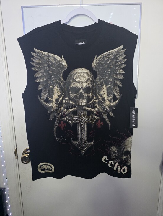 Ecko Unlimited Other - Ecko Unltd Y2K Winged Skull & Skull goth grunge Shirt tank Sleeveless T-shirt